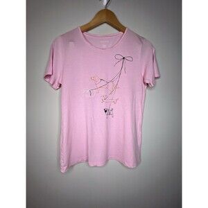 Banana Republic Top Womens Small Pink Graphic Tee Short Sleeve Walking The Dogs